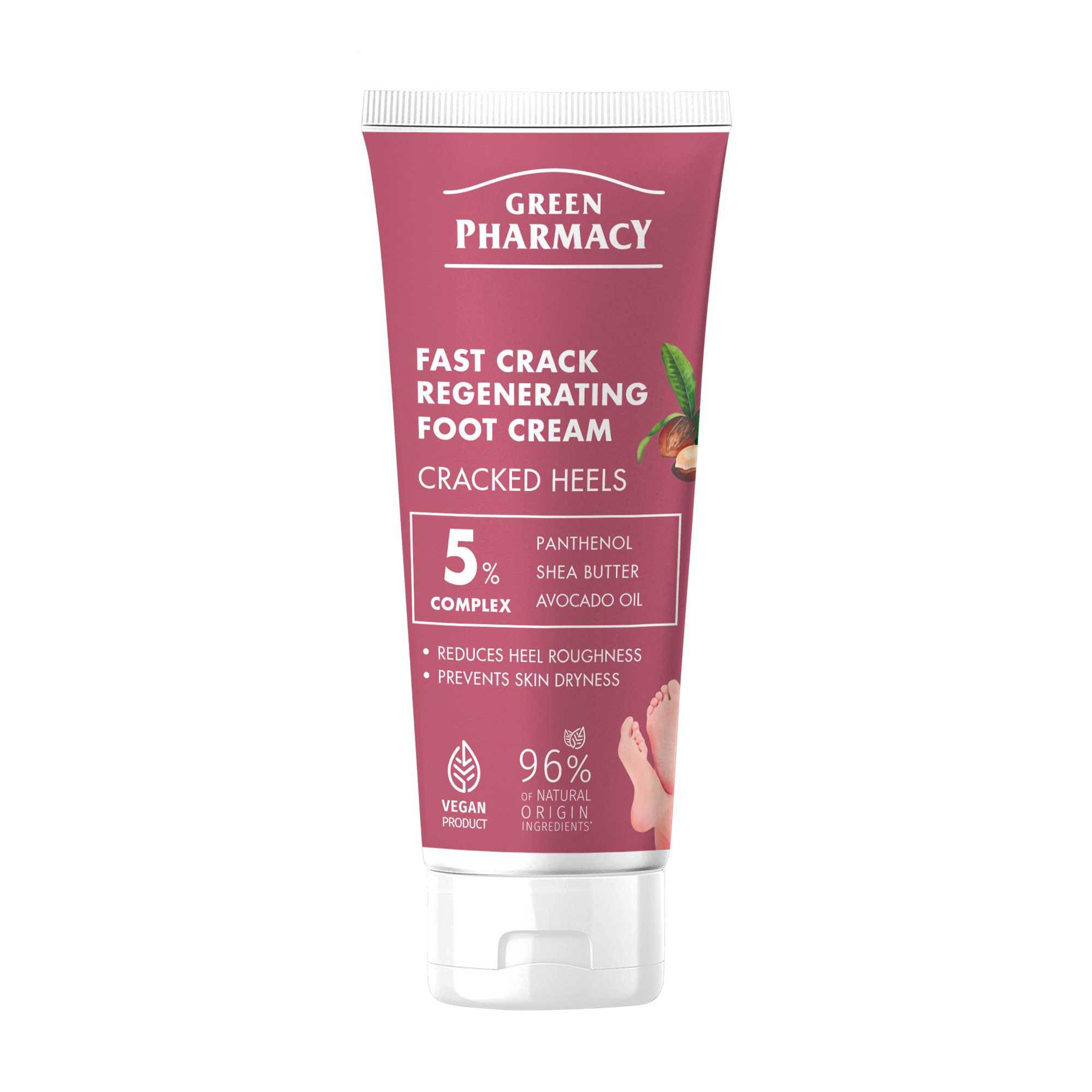 Крем для ніг Green Pharmacy Fast Crack Regenerating Foot Cream проти тріщин, 75 мл